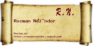 Rozman Nándor névjegykártya
