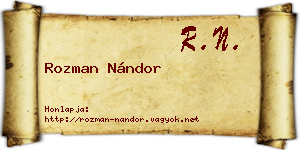 Rozman Nándor névjegykártya